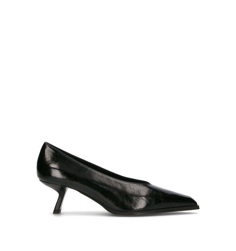 POEVE Décolleté donna nero in pelle