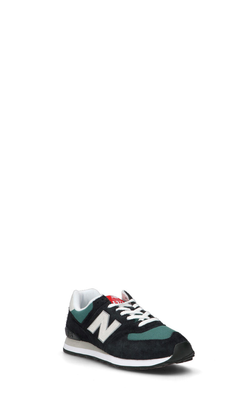 NEW BALANCE Sneaker uomo nera/bianca/verde in suede