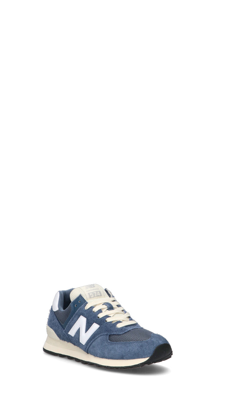 NEW BALANCE 574 Sneaker uomo blu e bianca in suede