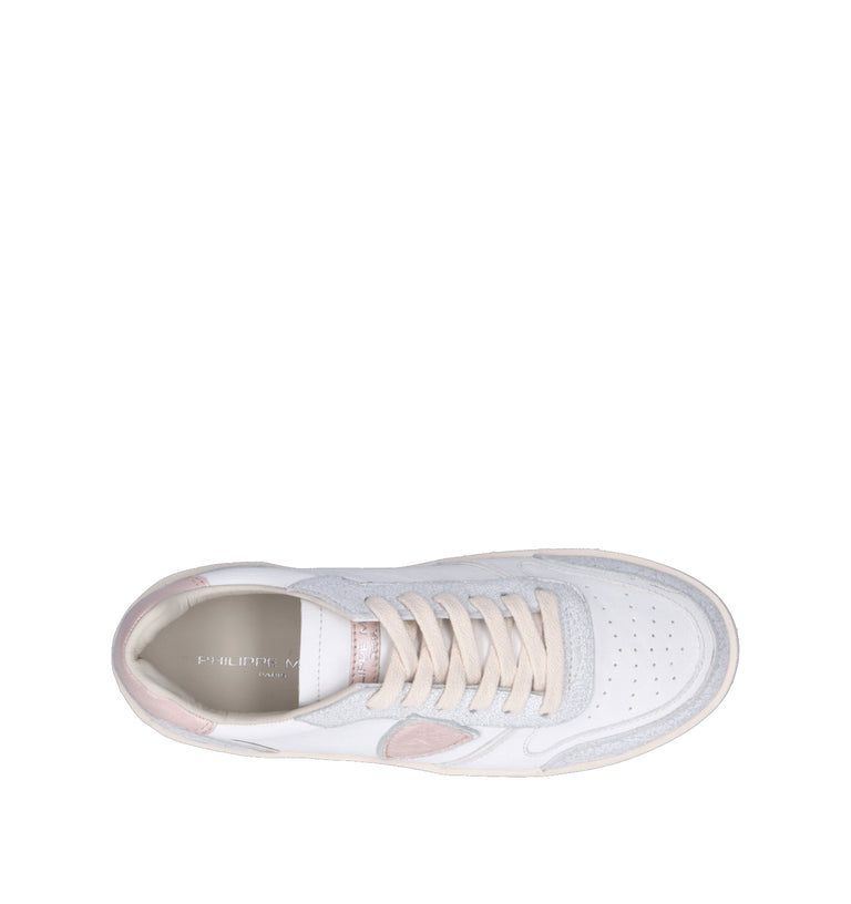 PHILIPPE MODEL Sneaker donna bianca/rosa in pelle