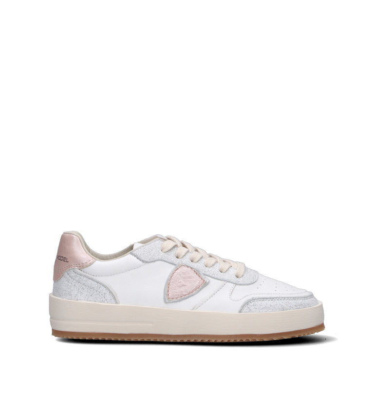PHILIPPE MODEL Sneaker donna bianca/rosa in pelle