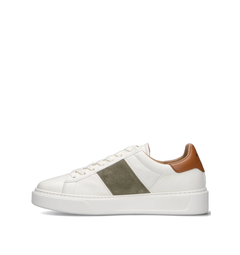 WOOLRICH Sneaker uomo bianca/marrone in pelle