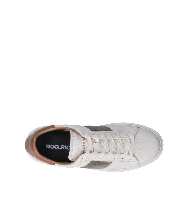 WOOLRICH Sneaker uomo bianca/marrone in pelle
