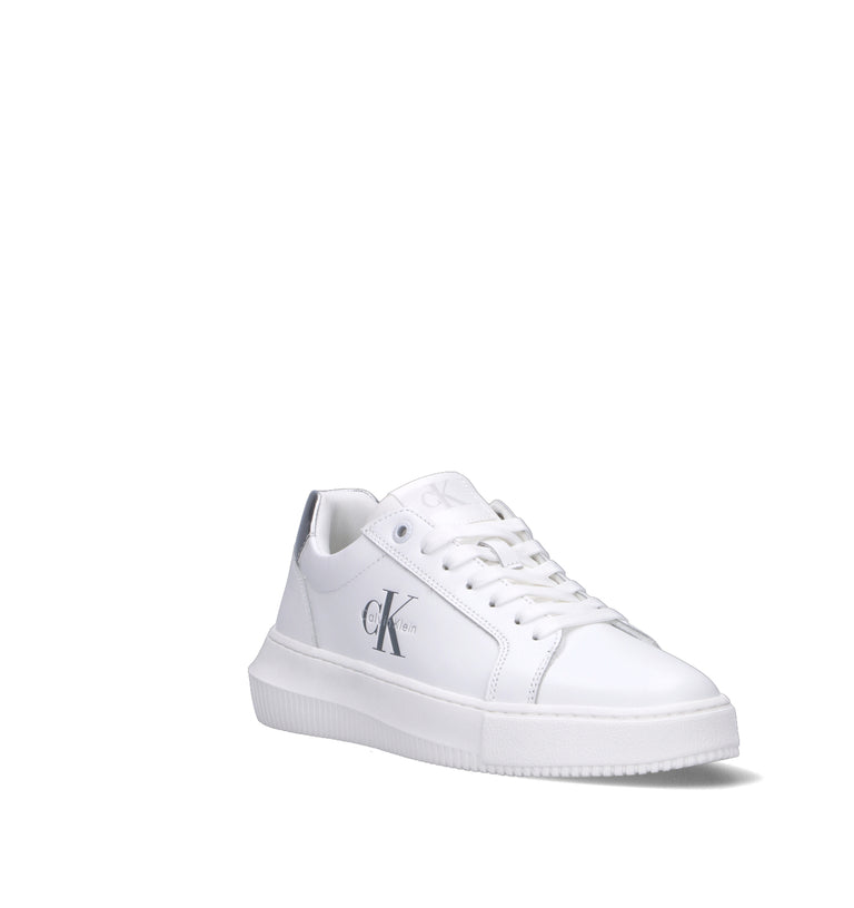CALVIN KLEIN JEANS Sneaker donna bianca/argento in pelle
