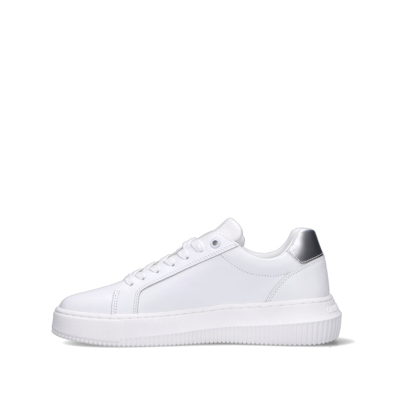 CALVIN KLEIN JEANS Sneaker donna bianca/argento in pelle