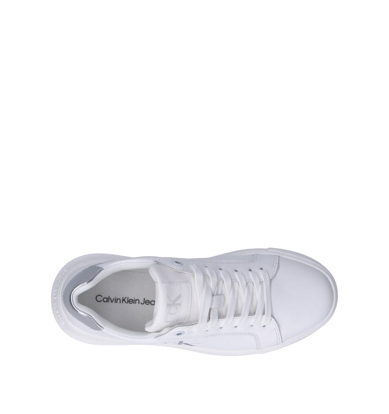CALVIN KLEIN JEANS Sneaker donna bianca/argento in pelle