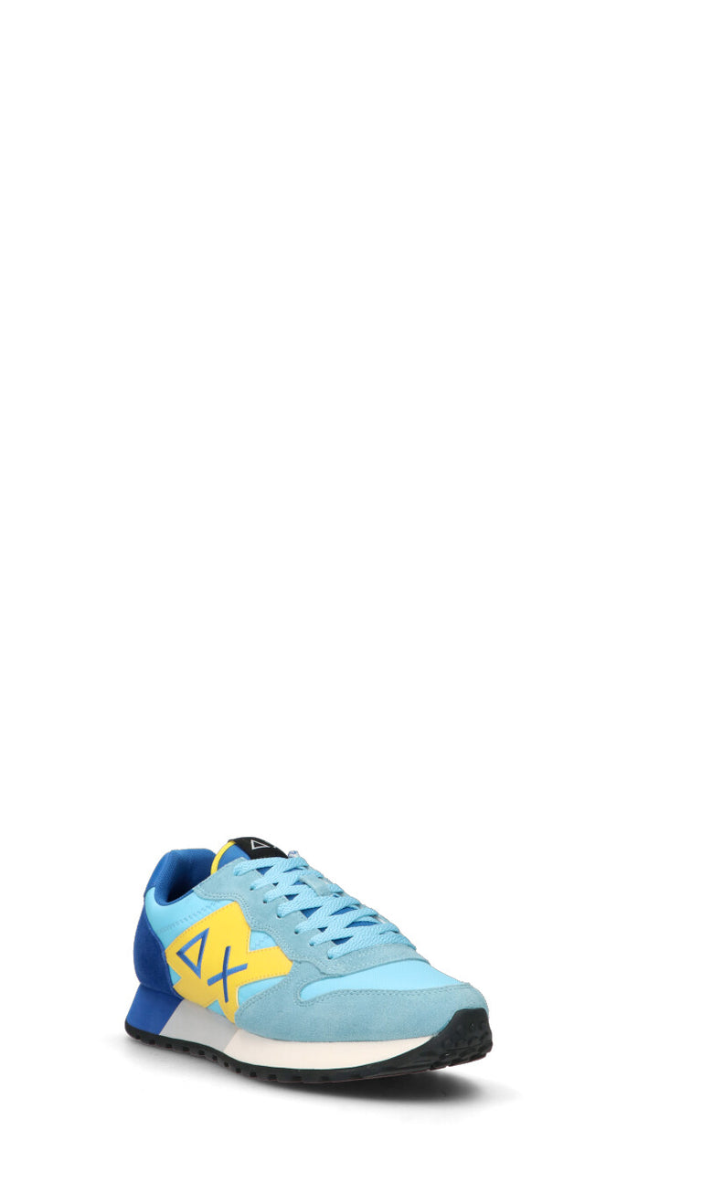 SUN68 Sneaker uomo azzurra/blu/gialla in suede