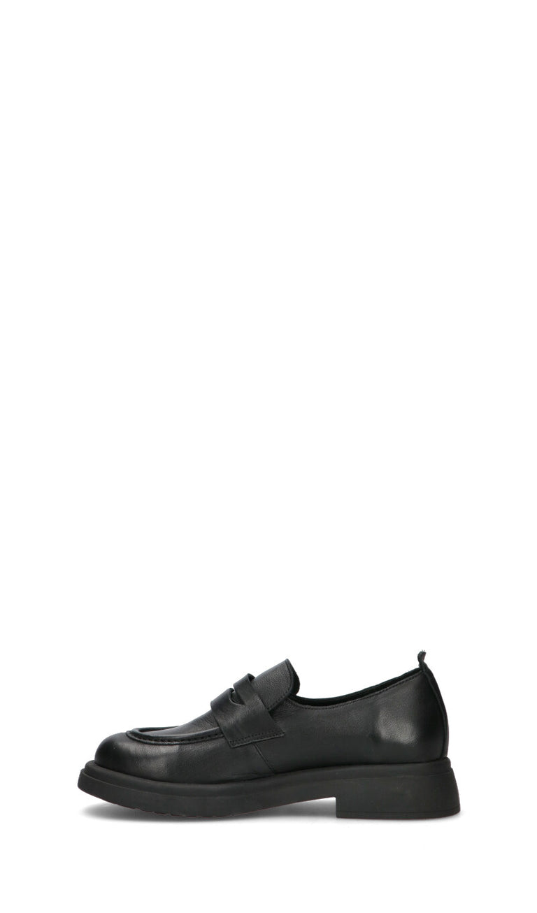 BUENO Mocassino donna nero in pelle