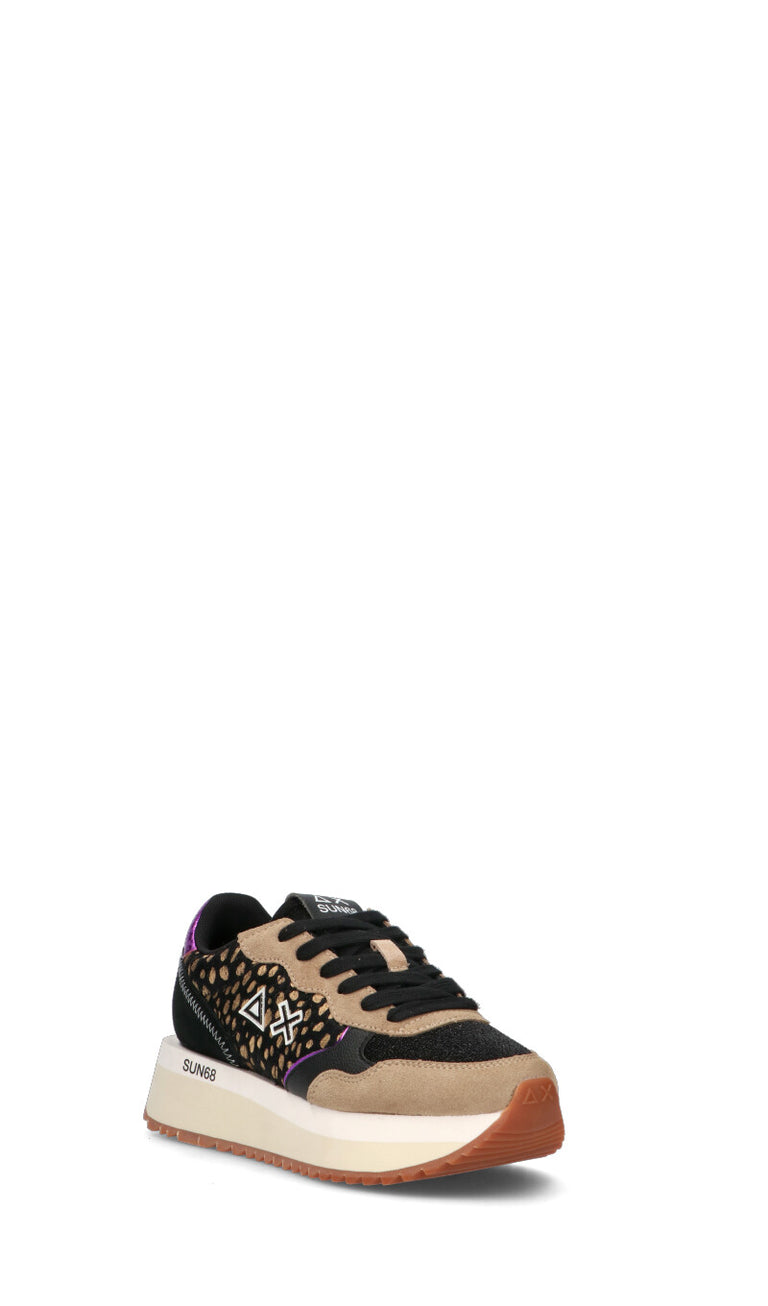 SUN68 Sneaker donna nera/beige in suede