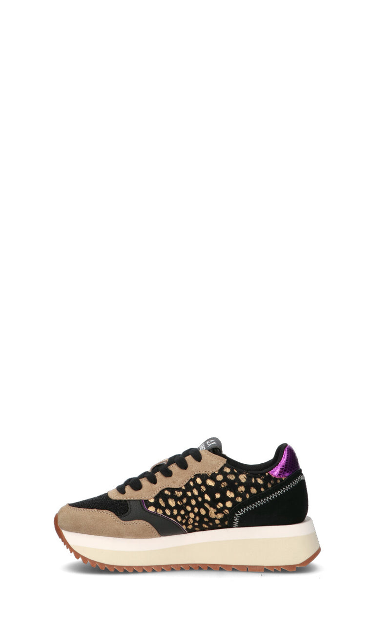 SUN68 Sneaker donna nera/beige in suede