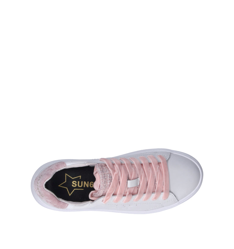 SUN68 Sneaker donna bianca/rosa in pelle