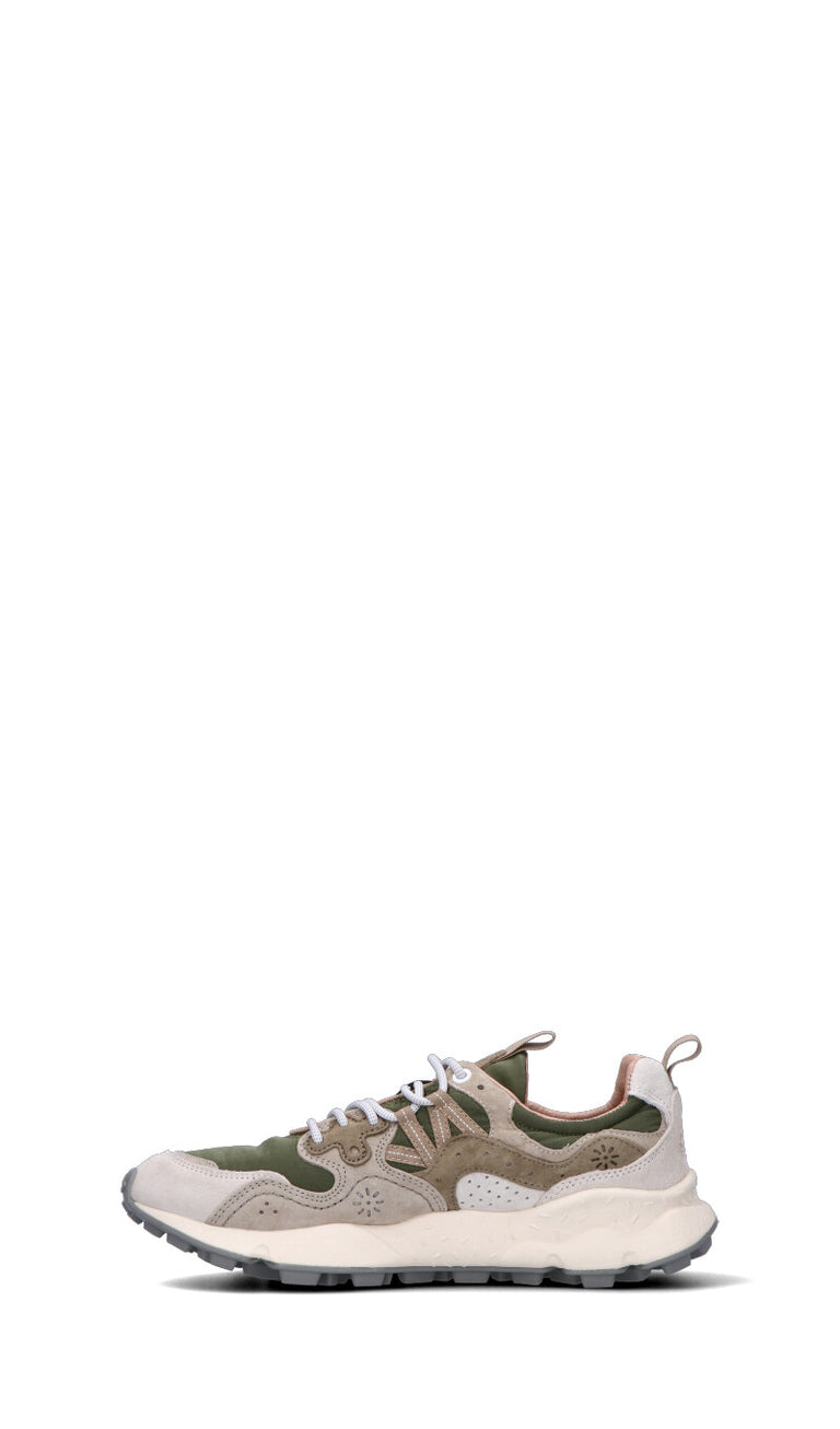 FLOWER MOUNTAIN Sneaker uomo grigia chiara/verde in suede