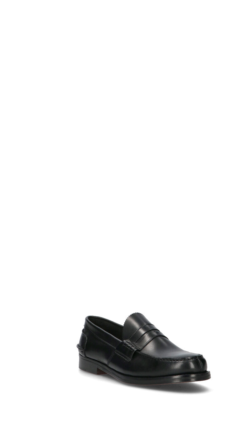 SAXONE Mocassino uomo nero in pelle