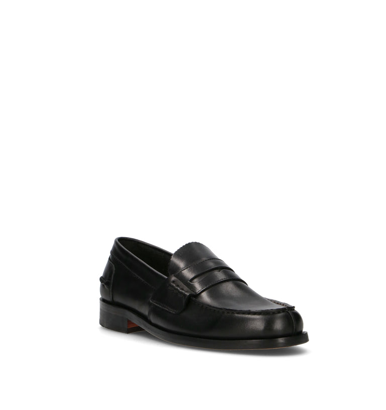 SAXONE Mocassino uomo nero in pelle