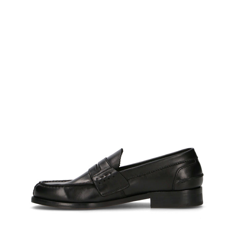 SAXONE Mocassino uomo nero in pelle