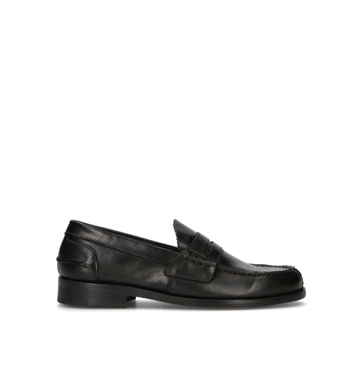 SAXONE Mocassino uomo nero in pelle