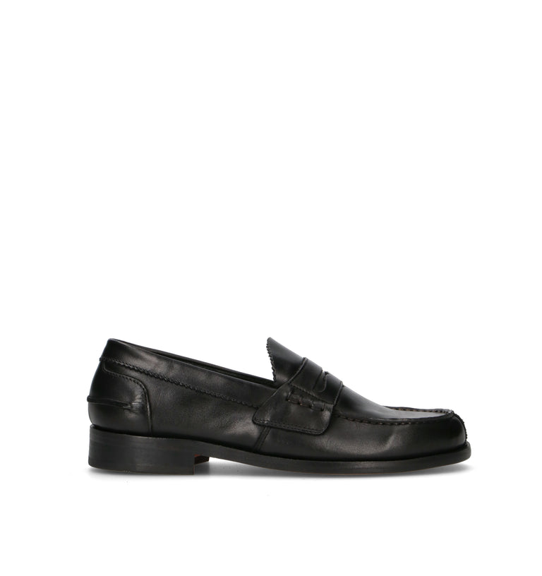 SAXONE Mocassino uomo nero in pelle