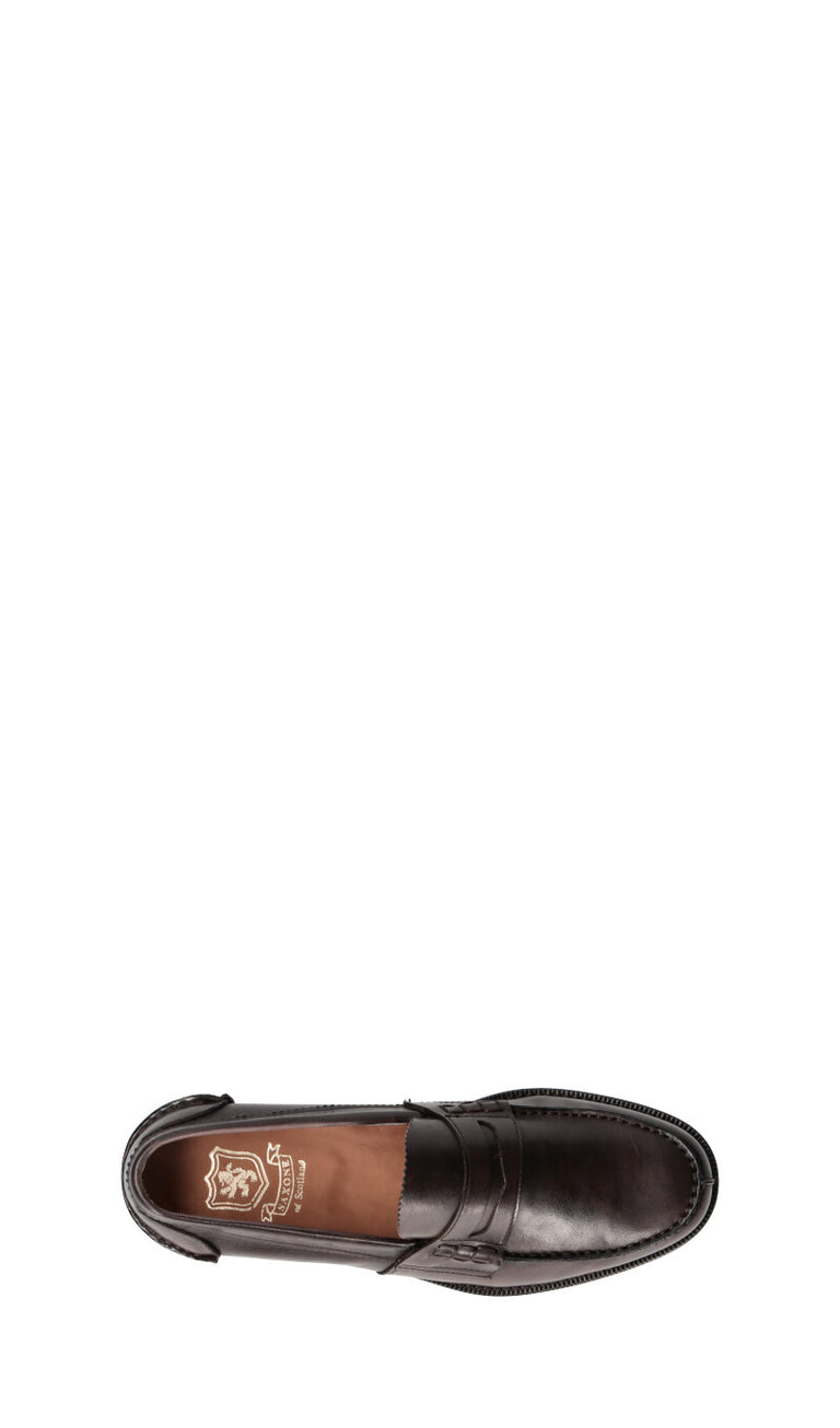 SAXONE Mocassino uomo marrone in pelle