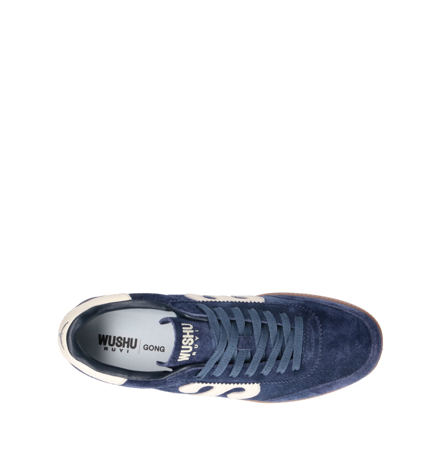 WUSHU Sneaker uomo blu in suede