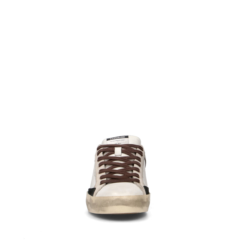 CRIME Sneaker uomo bianca/marrone in pelle