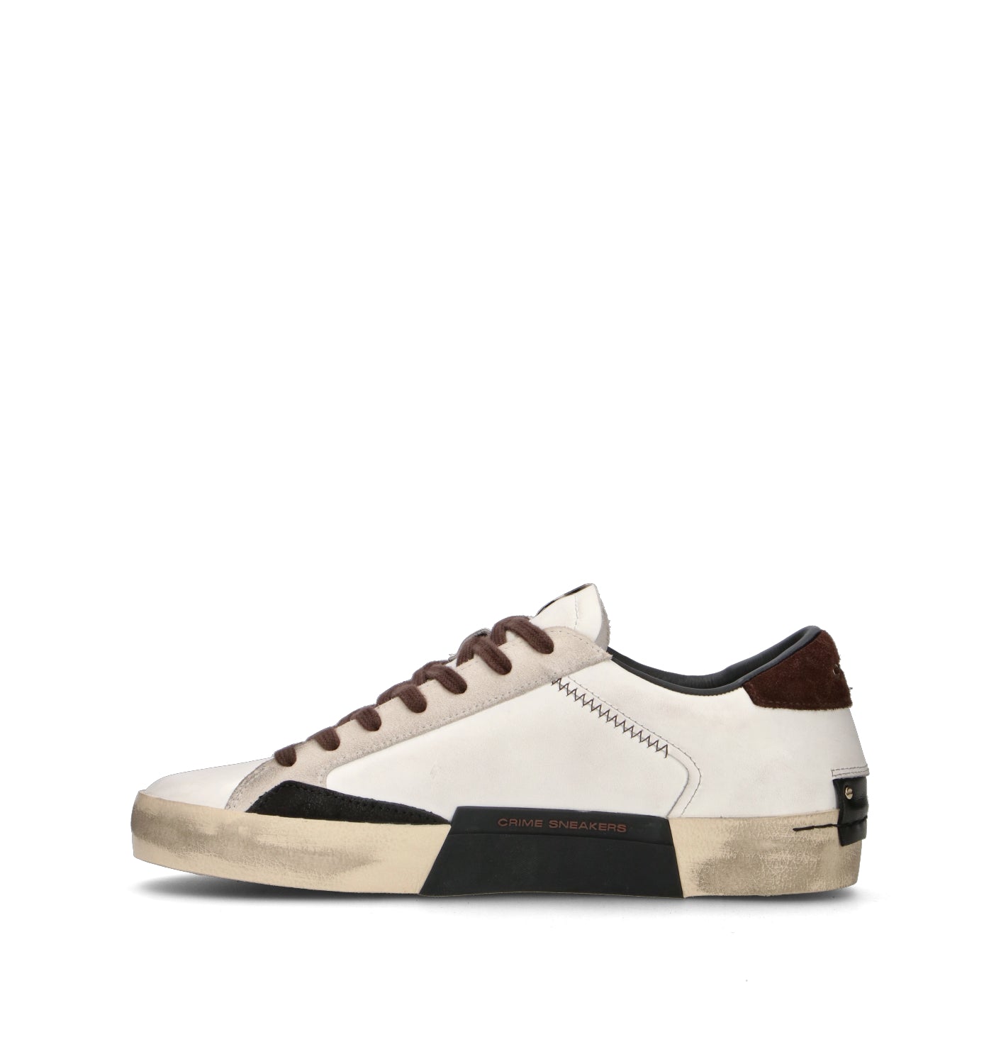 CRIME Sneaker uomo bianca/marrone in pelle