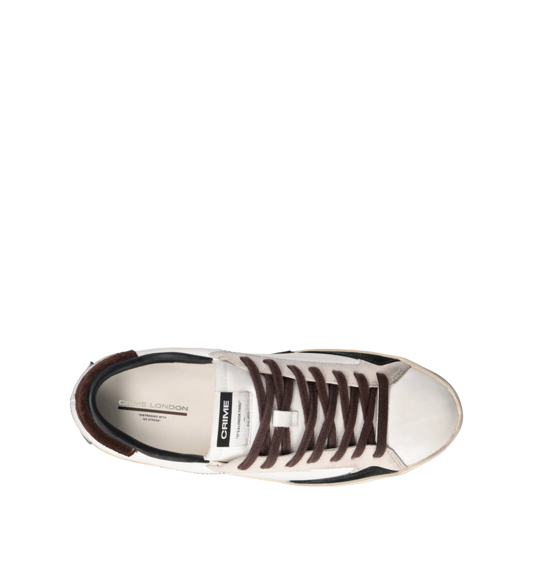 CRIME Sneaker uomo bianca/marrone in pelle