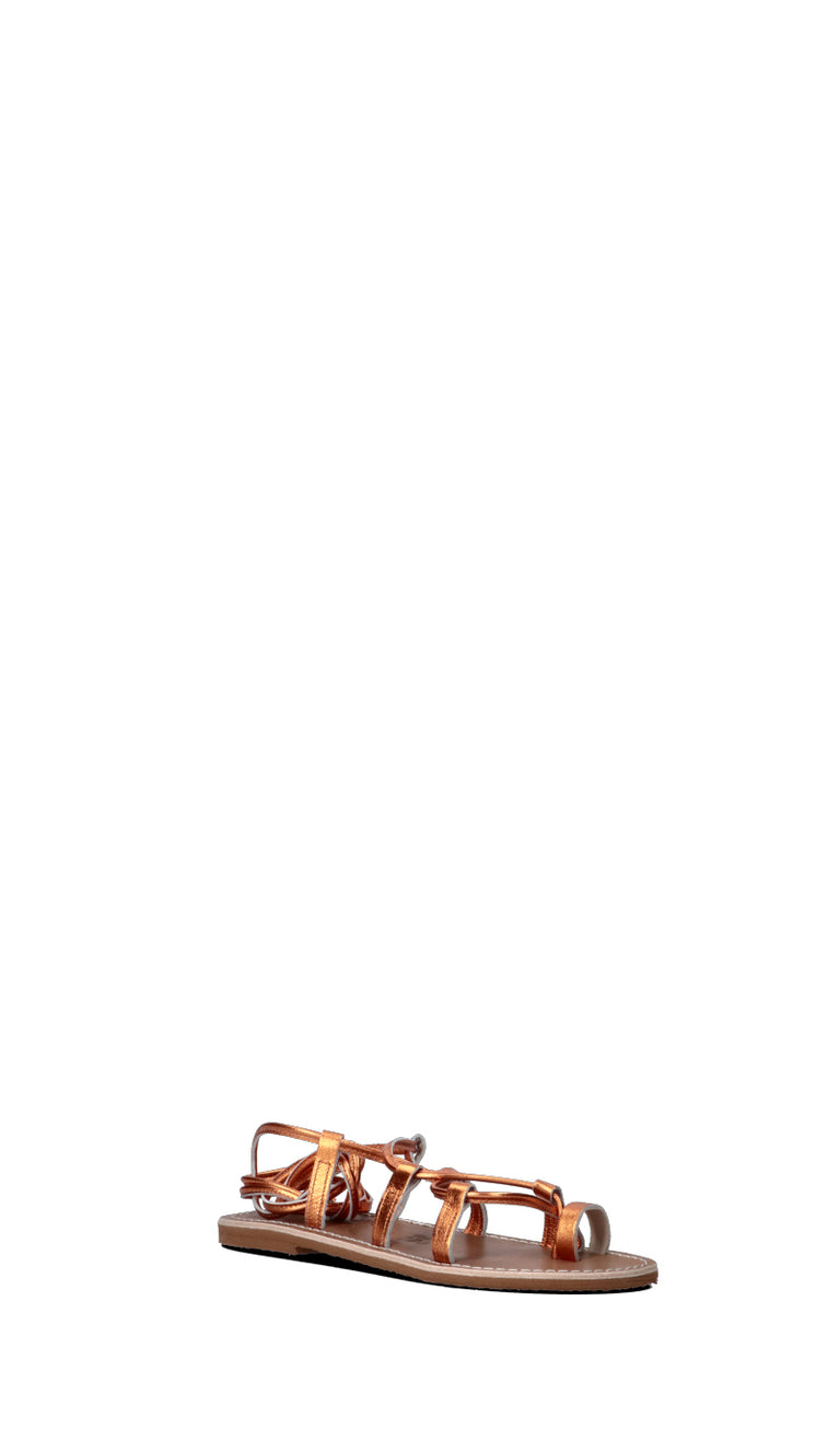 LE SALENTINE Sandalo donna alla schiava arancio in pelle