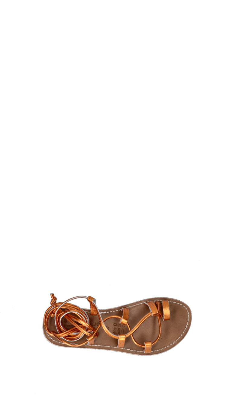 LE SALENTINE Sandalo donna alla schiava arancio in pelle