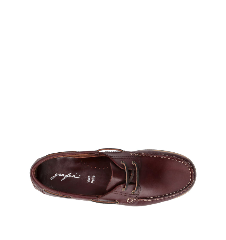 GRAFIA Scarpa barca uomo bordeaux in pelle