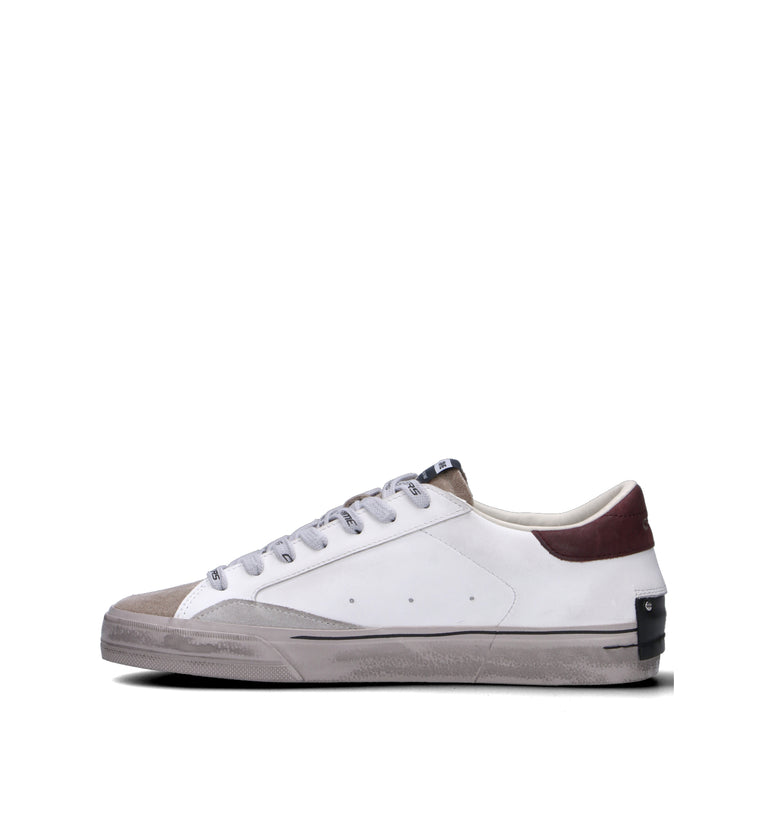 CRIME Sneaker uomo bianca in pelle