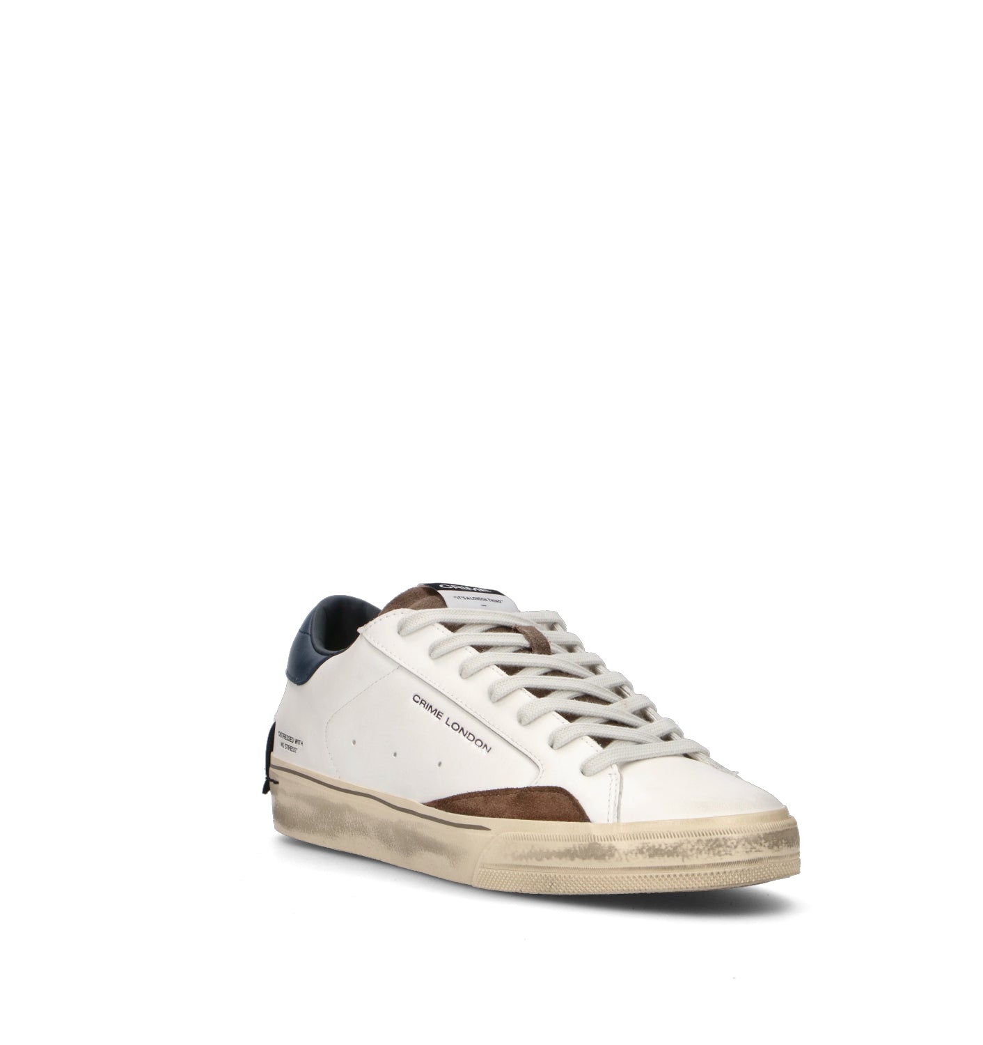CRIME Sneaker uomo bianca in pelle