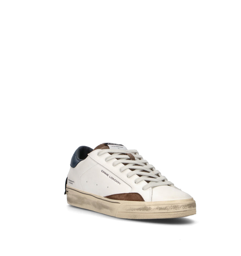 CRIME Sneaker uomo bianca in pelle