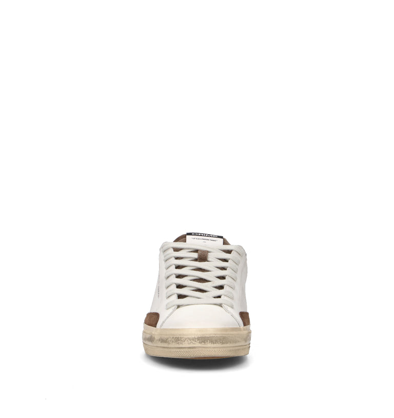 CRIME Sneaker uomo bianca in pelle