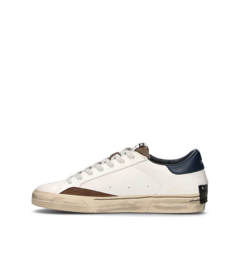 CRIME Sneaker uomo bianca in pelle