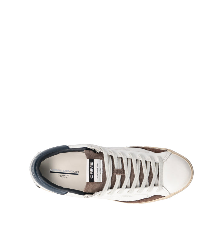 CRIME Sneaker uomo bianca in pelle