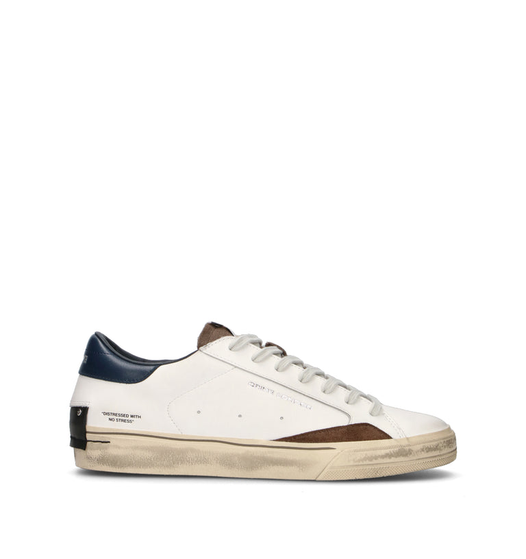 CRIME Sneaker uomo bianca in pelle