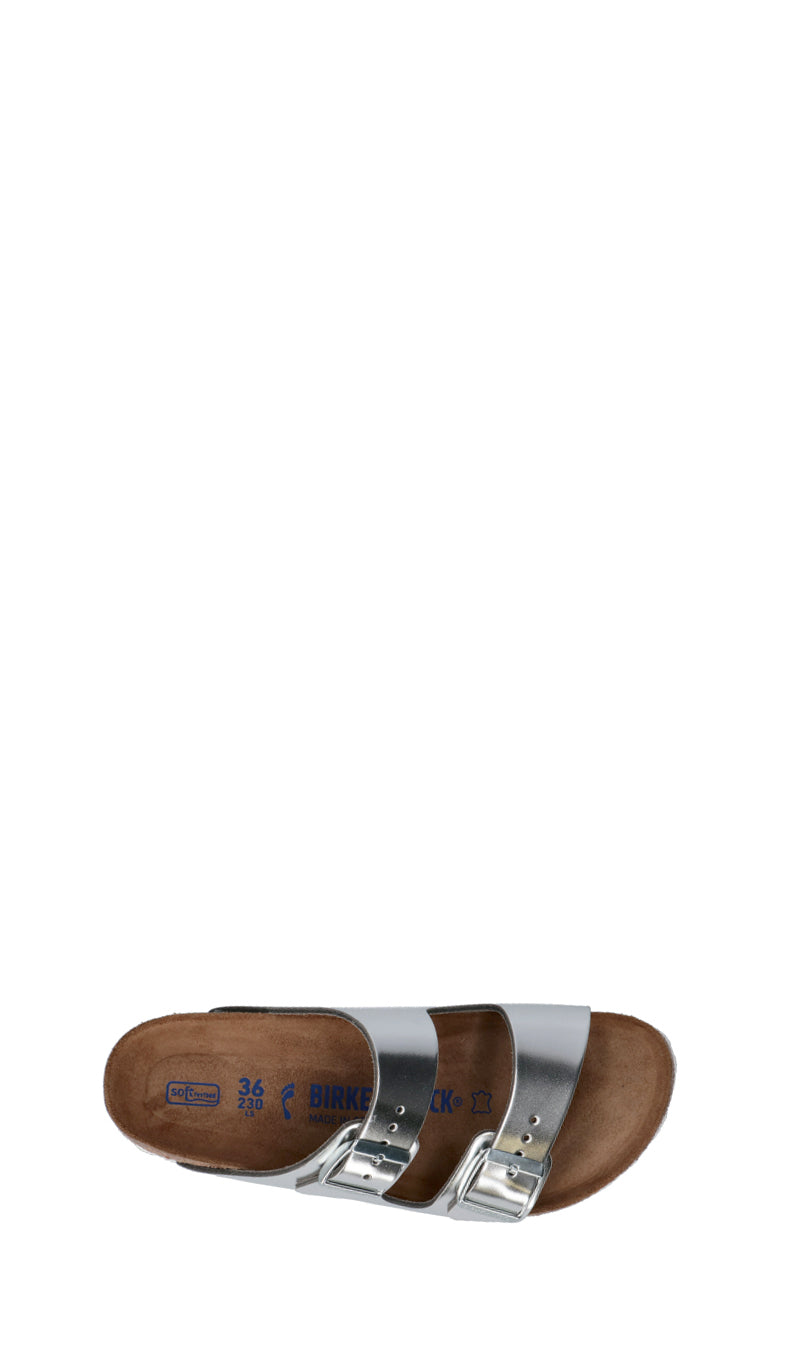 BIRKENSTOCK ARIZONA Ciabatta donna argento in pelle