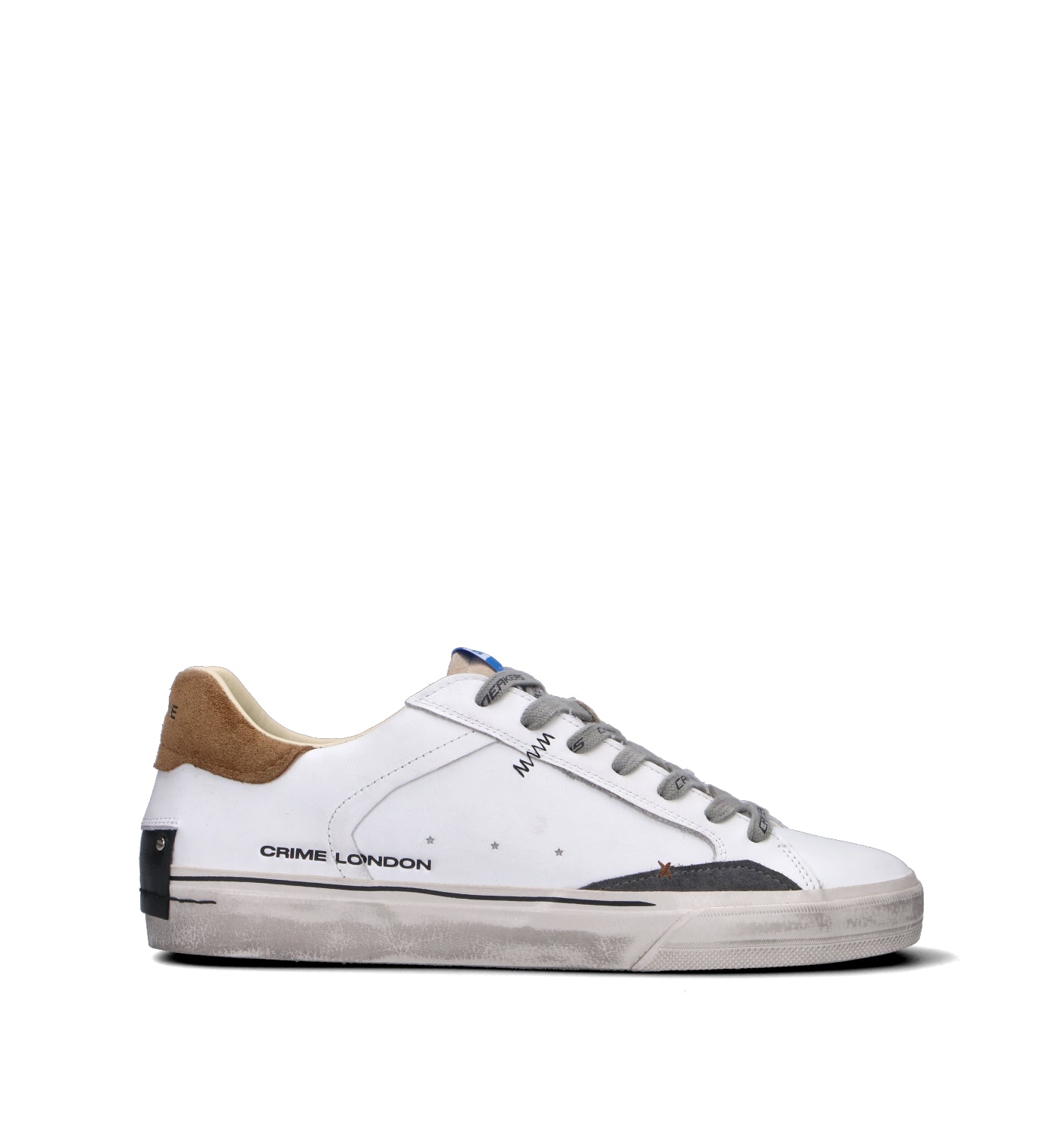 CRIME Sneaker uomo bianca in pelle