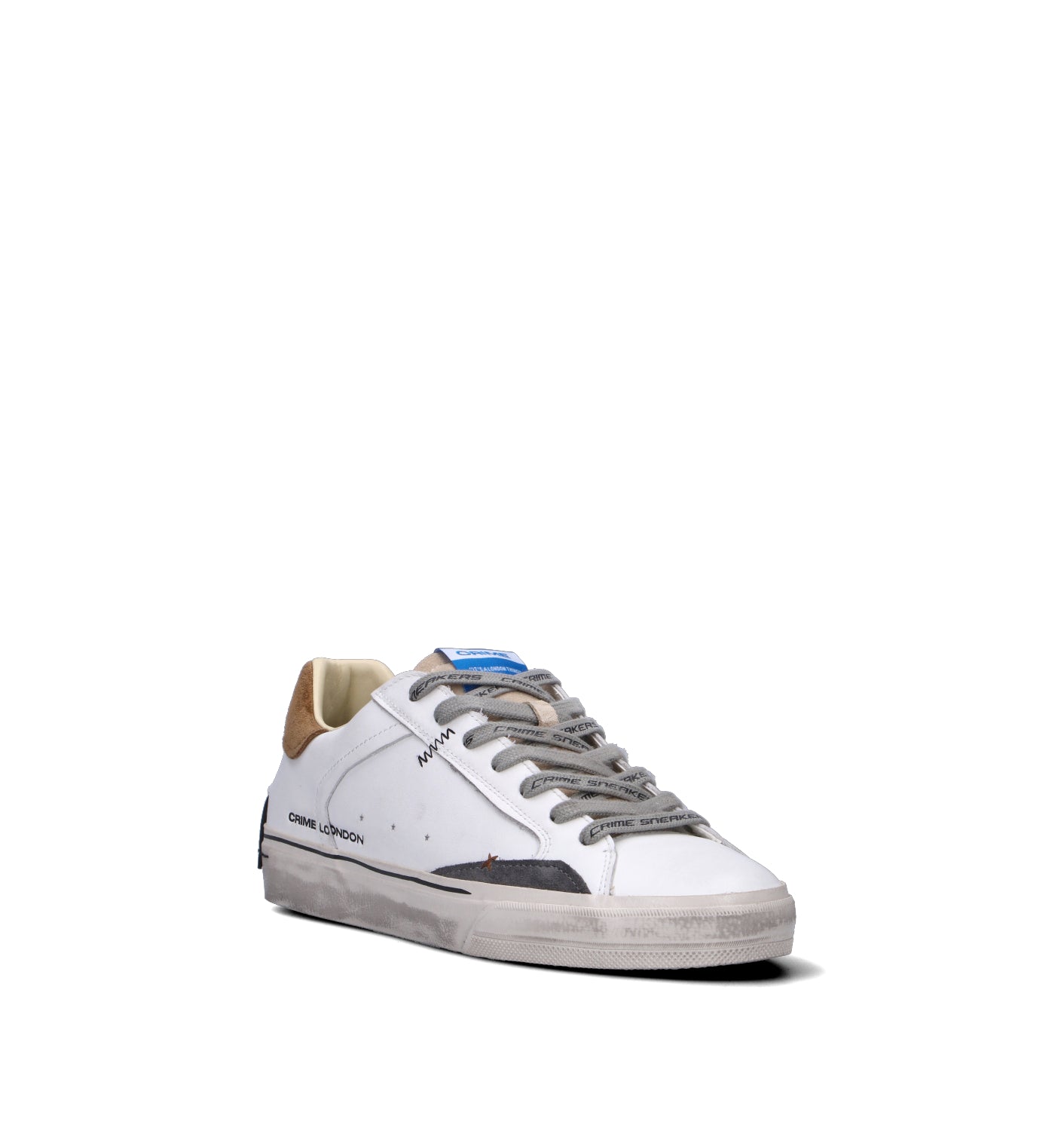 CRIME Sneaker uomo bianca in pelle