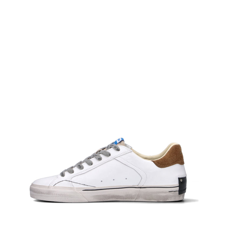 CRIME Sneaker uomo bianca in pelle
