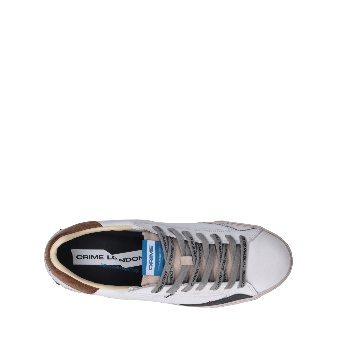 CRIME Sneaker uomo bianca in pelle