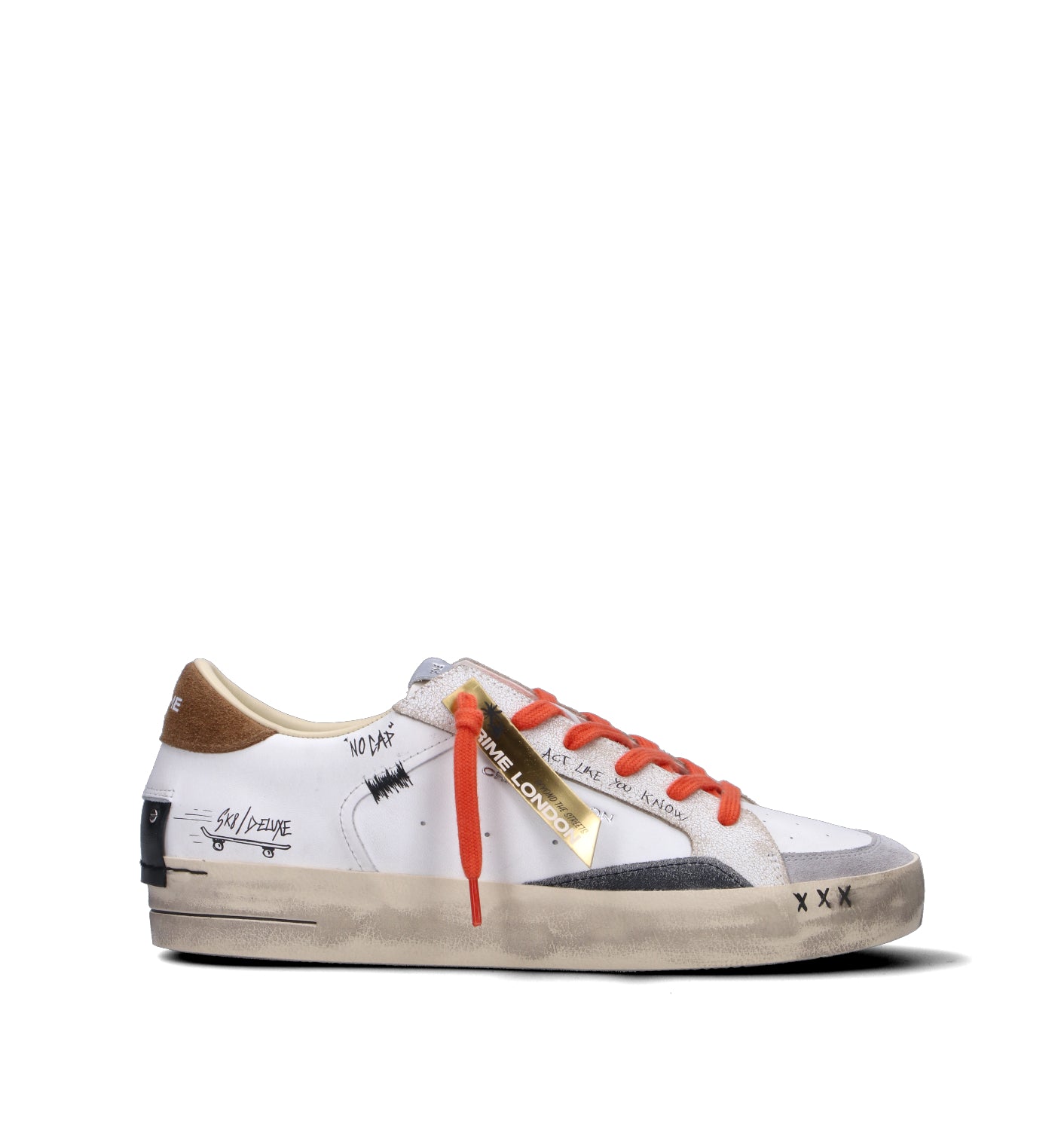 CRIME Sneaker uomo bianca in pelle