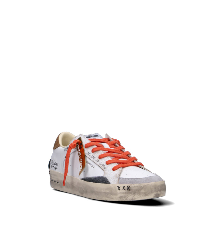 CRIME Sneaker uomo bianca in pelle