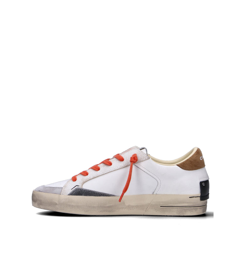CRIME Sneaker uomo bianca in pelle