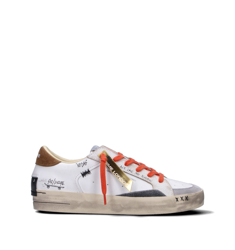 CRIME Sneaker uomo bianca in pelle