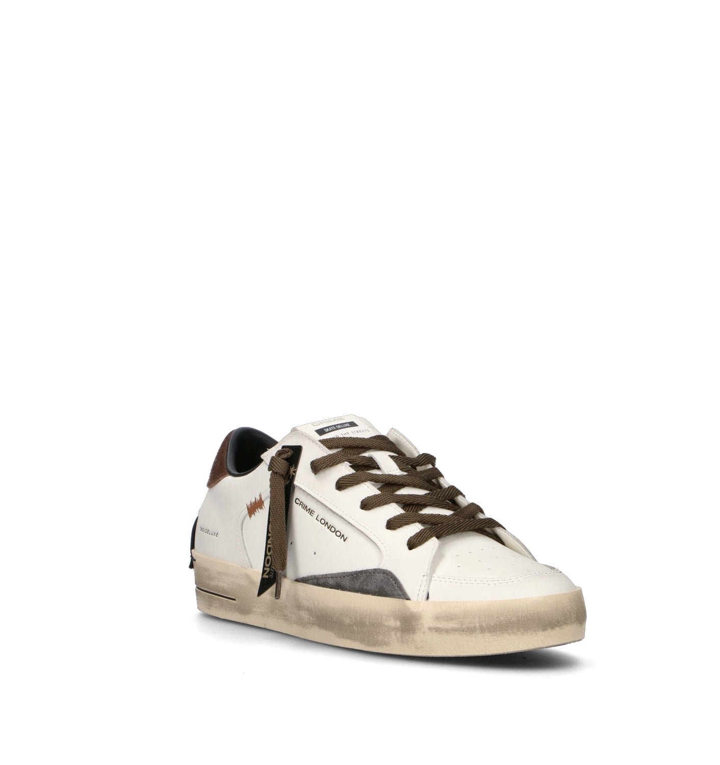 CRIME Sneaker uomo bianca in pelle