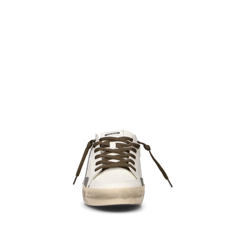 CRIME Sneaker uomo bianca in pelle