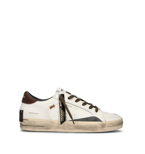 CRIME Sneaker uomo bianca in pelle