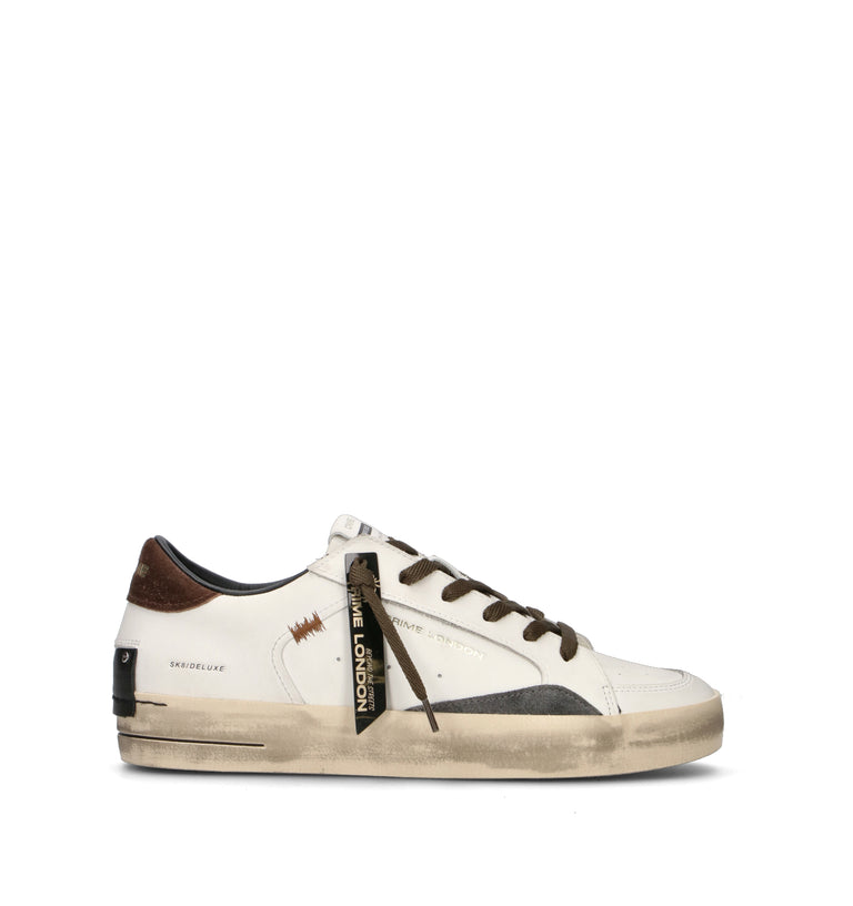 CRIME Sneaker uomo bianca in pelle