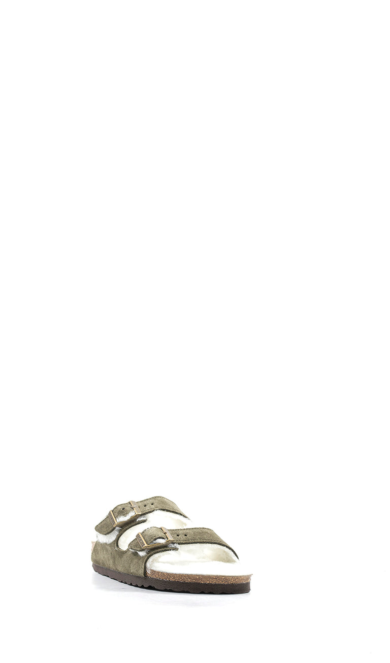 BIRKENSTOCK ARIZONA FUR Ciabatta donna verde in sude